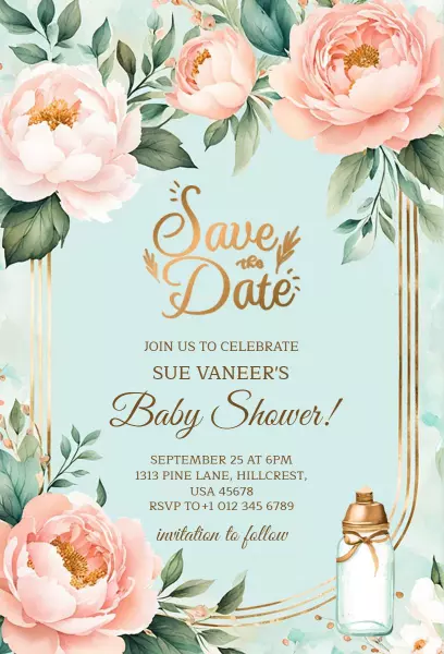 Elegant Floral Baby Shower Celebration Invitation Template