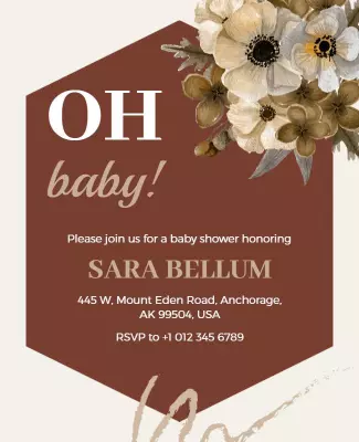 Elegant Floral Baby Shower Invitation Poster Template
