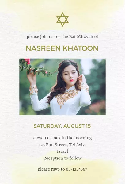 Elegant Floral Bat Mitzvah Celebration Invitation Template