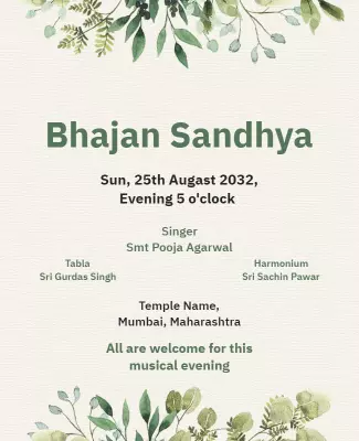 Elegant Floral Bhajan Sandhya Musical Evening Poster Template