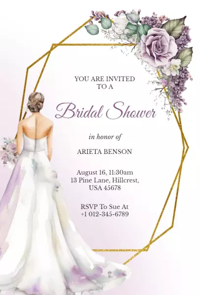 Elegant Floral Bridal Shower Celebration Invitation Template