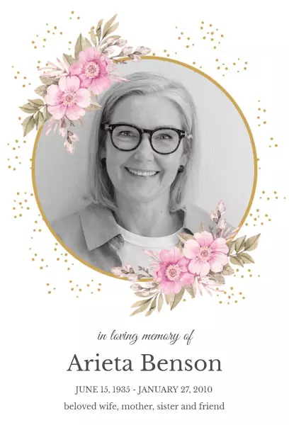 Elegant Floral Celebration Life Memorial Funeral Invitation Template