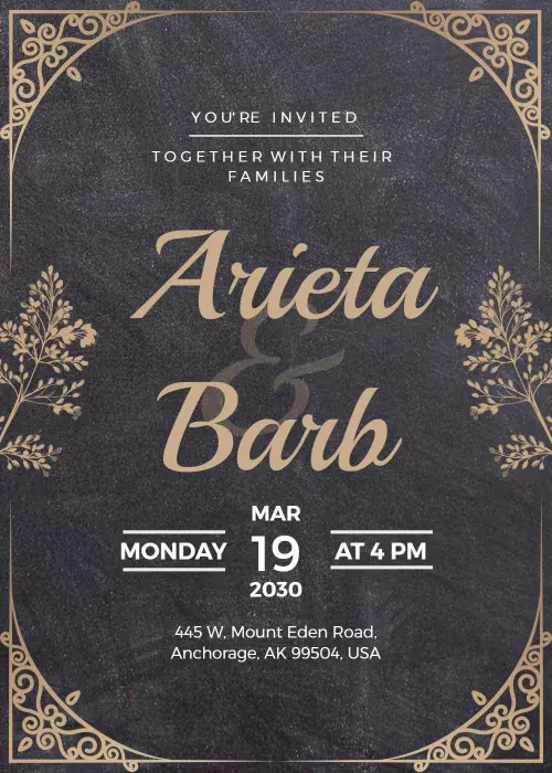 Elegant Floral Chalkboard Wedding Celebration Invitation Template