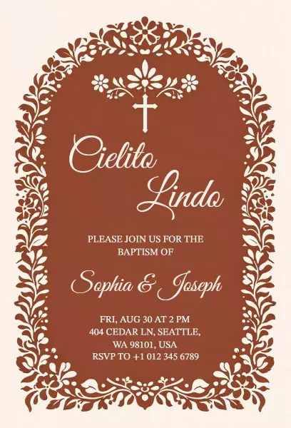 Elegant Floral Cielito Lindo Baptism Invitation Template