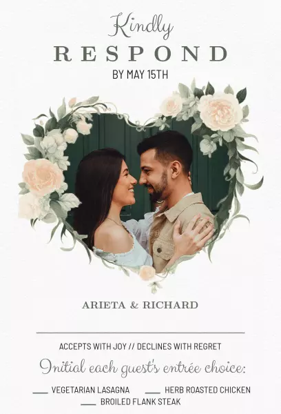 Elegant Floral Couple RSVP Response Invitation Template