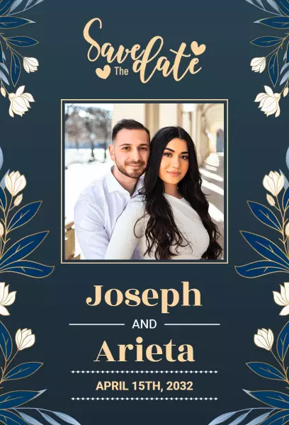 Elegant Floral Couples Wedding Save The Date Invitation Template