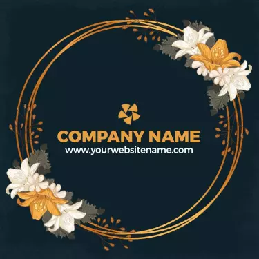 Elegant Floral Dark Blue Event Planner Business Card Template