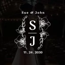 Elegant Floral Design Celebrating Sue and John's Wedding Logo Template