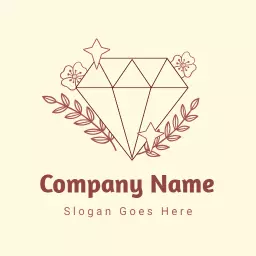 Elegant Floral Design Featuring a Sparkling Diamond Logo Template