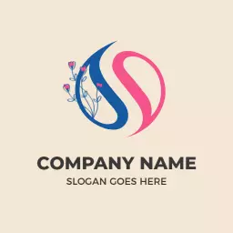 Elegant Floral Design Featuring S Letter in Blue and Pink Logo Template