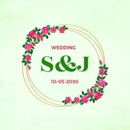 Elegant Floral Design Featuring Wedding Initials S and J Logo Template