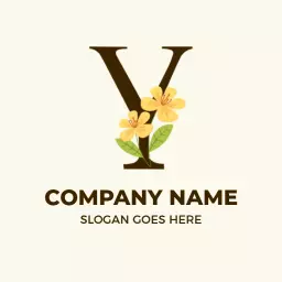 Elegant Floral Design Featuring Y Letter in Natural Colors Logo Template