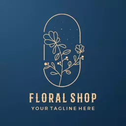 Elegant Floral Design in Gold for Your Floral Shop Logo Template