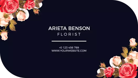 Elegant Floral Design Rounded Corner Business Card Template