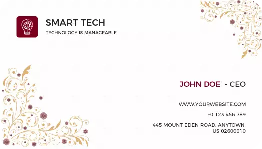 Elegant Floral Design Rounded Corner Tech Business Card Template
