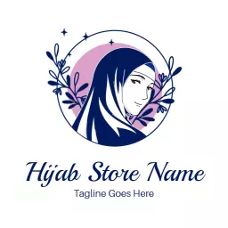 Elegant Floral Design Showcasing Stylish Hijab Fashion Logo Template