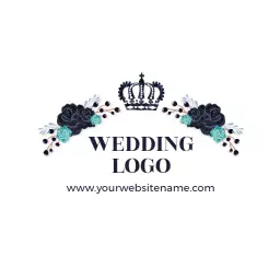 Elegant Floral Design with Crown for Wedding Ceremony Logo Template