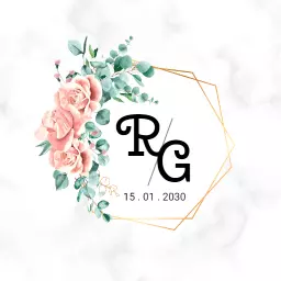 Elegant Floral Design with Pink Roses for Wedding Logo Template