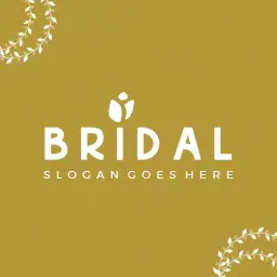 Elegant Floral Elements on Warm Gold Bridal Logo Template