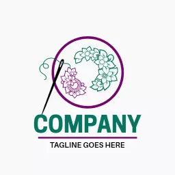 Elegant Floral Embroidery Design with Needle Artwork Logo Template