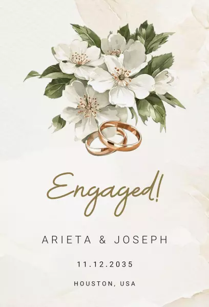Elegant Floral Engagement Celebration Announcement Invitation Template