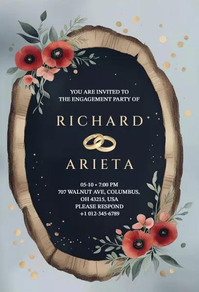 Elegant Floral Engagement Celebration Party Invitation Template