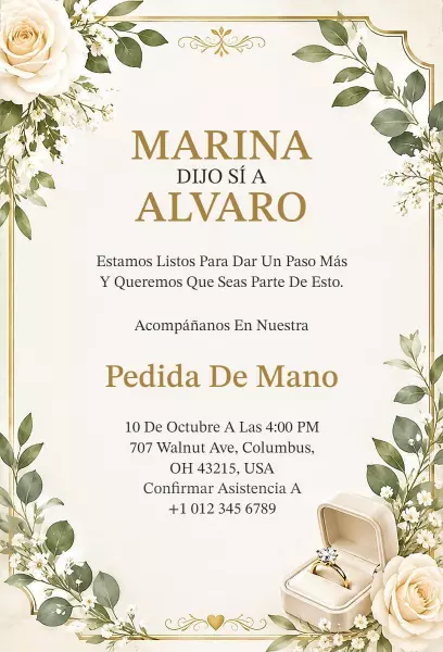 Elegant Floral Engagement Proposal Ceremony Invitation Template