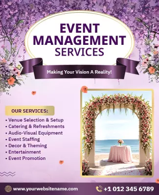 Elegant Floral Event Management Services Promotion Poster Template