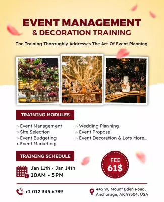 Elegant Floral Event Management Training Poster Template