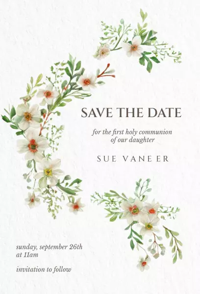 Elegant Floral First Holy Communion Celebration Invitation Template
