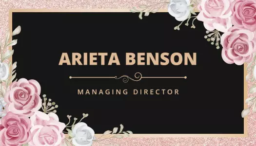 Elegant Floral Gold and Black Corporate Business Card Template