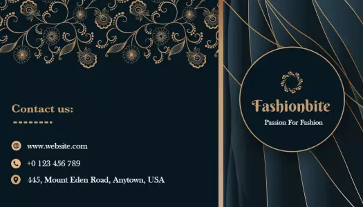 Elegant Floral Gold and Navy Fashion Boutique Business Card Template