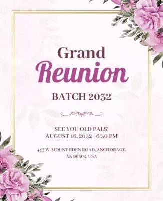 Elegant Floral Grand Reunion Celebration Poster Template