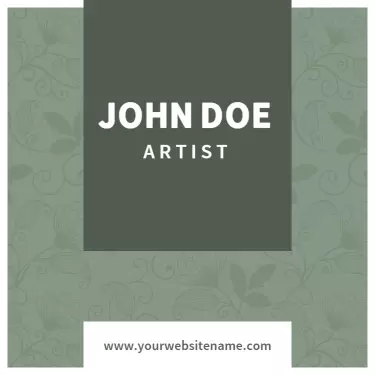 Elegant Floral Green Artist Portfolio Business Card Template