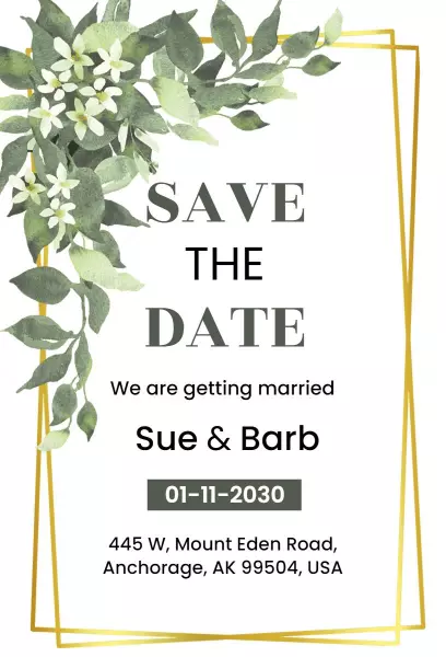 Elegant Floral Greenery Save The Date Wedding Invitation Template