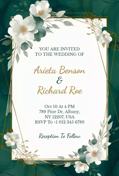 Elegant Floral Greenery Wedding Celebration Invitation Template