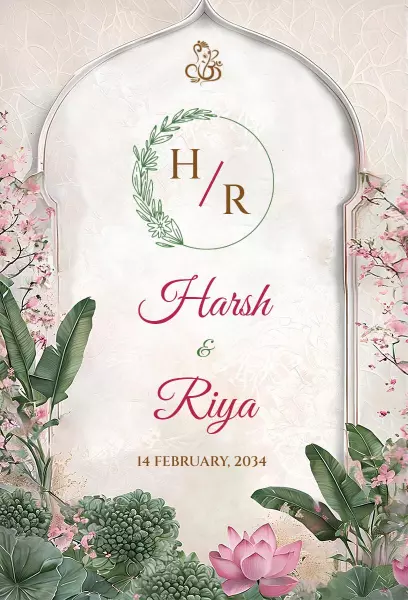 Elegant Floral Indian Wedding Ceremony Celebration Invitation Template