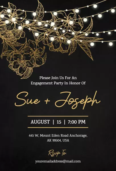 Elegant Floral Lights Engagement Party Celebration Invitation Template
