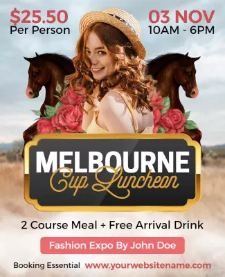 Elegant Floral Melbourne Cup Luncheon Event Poster Template
