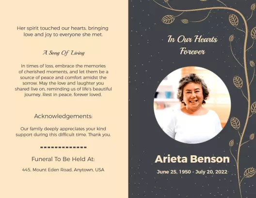 Elegant Floral Memorial Celebration of Life Brochure Template