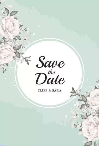 Elegant Floral Mint Green Wedding Save The Date Invitation Template