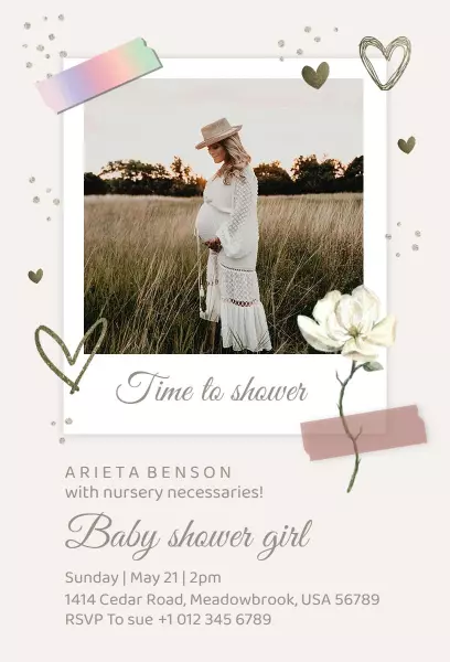 Elegant Floral Motherhood Baby Shower Invitation Template