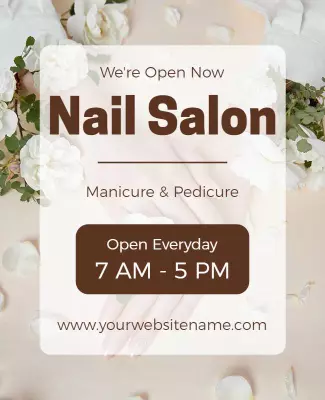 Elegant Floral Nail Salon Services Announcement Poster Template