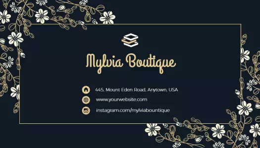Elegant Floral Navy Clothing Boutique Business Card Template