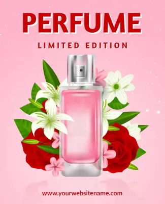 Elegant Floral Pink Perfume Limited Edition Poster Template
