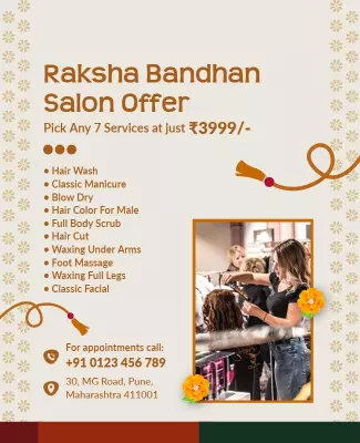 Elegant Floral Raksha Bandhan Salon Offer Poster Template
