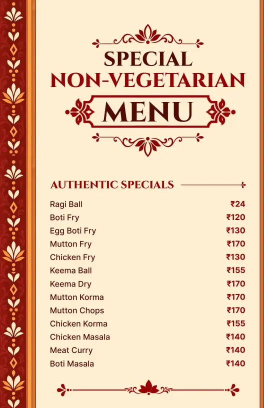 Elegant Floral Red Non-Vegetarian Menu Template