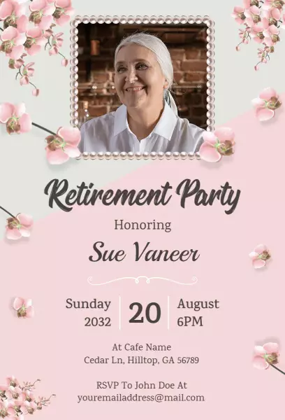 Elegant Floral Retirement Party Honoring Retirement Invitation Template