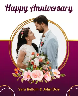 Elegant Floral Romantic Anniversary Celebration Poster Template