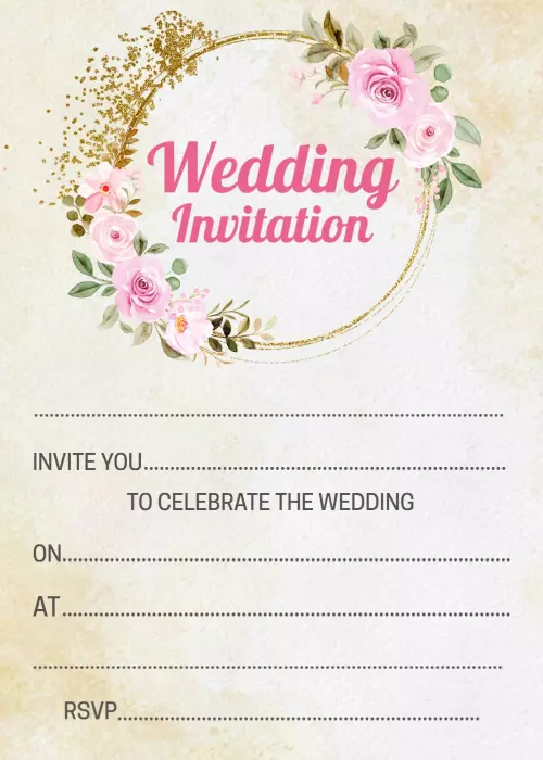 Elegant Floral Rose Gold Wedding Celebration Invitation Template
